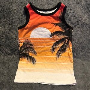 😉Bundle Days😉The Childrens Place Sunset Beach Tank Black Trim Red Orange Small